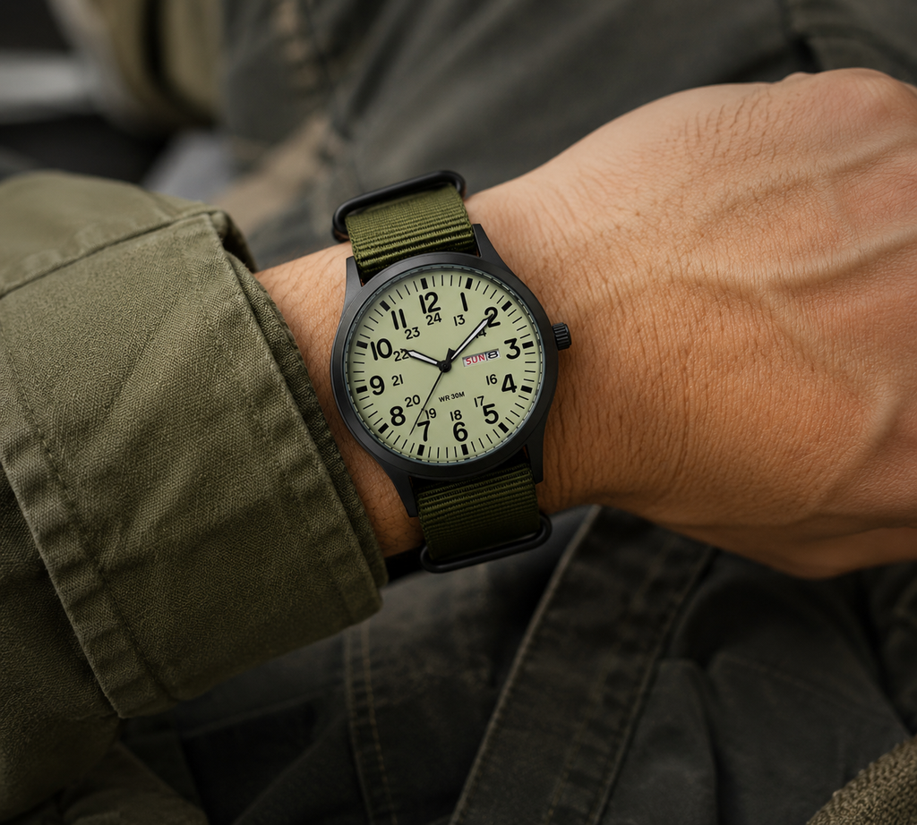 Reloj Field Militar 41 mm – Cuarzo con Día y Fecha