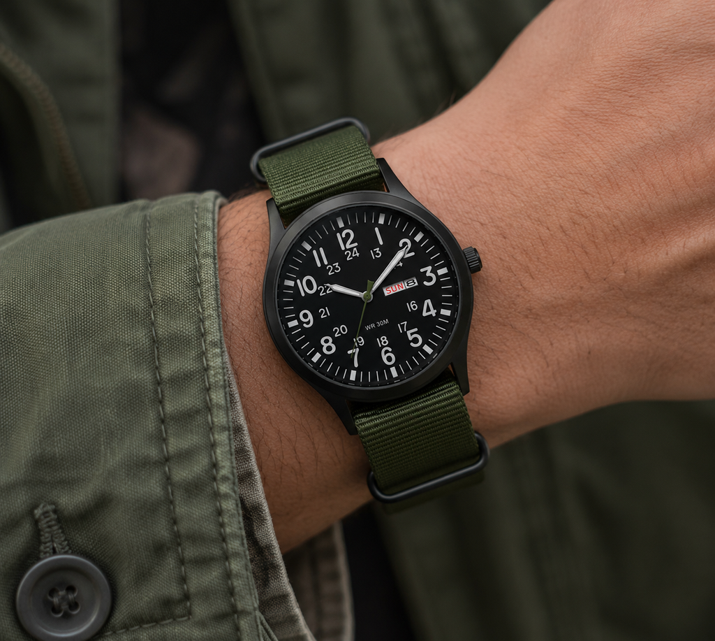 Reloj Field Militar 41 mm – Cuarzo con Día y Fecha