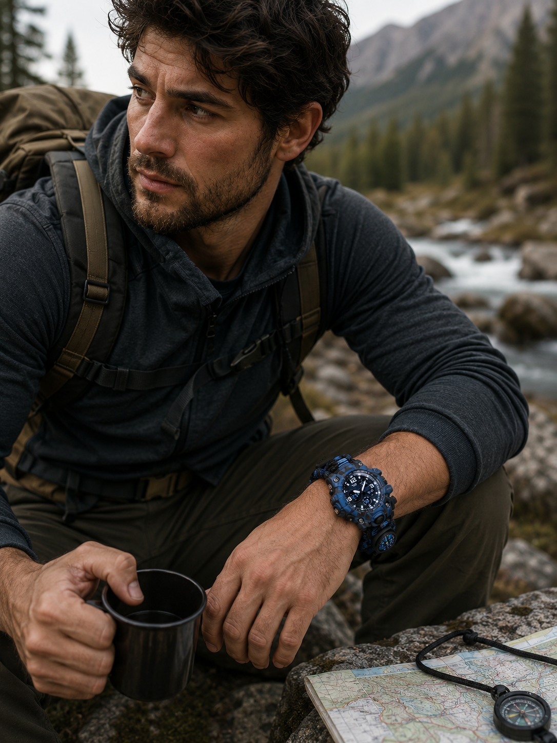 Reloj Táctico Multifunción con Paracord y Kit de Supervivencia