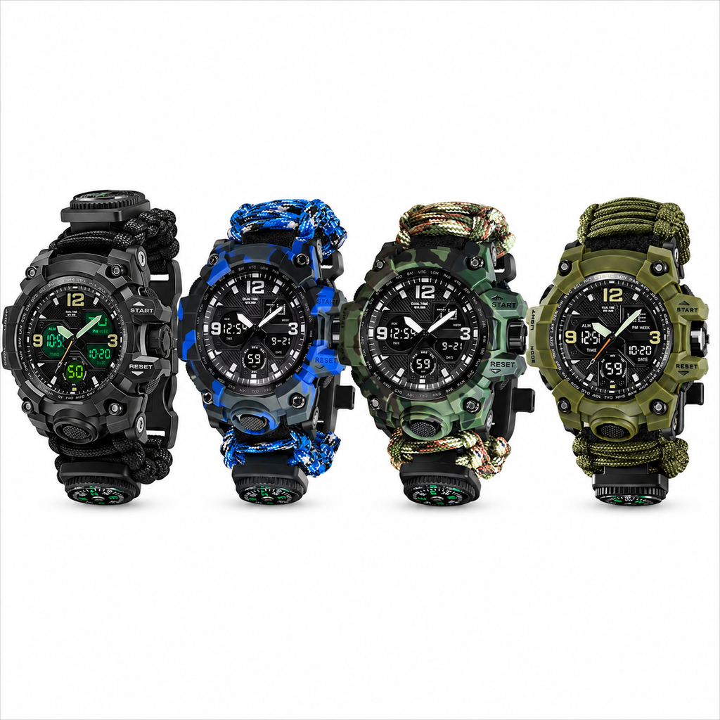 Reloj Táctico Multifunción con Paracord y Kit de Supervivencia