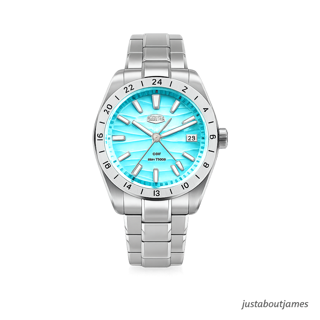 Reloj HeroForce HF5056 GMT cuarzo esfera turquesa con brazalete metálico