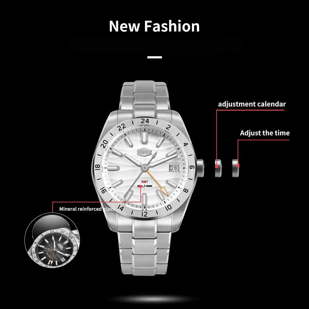 Detalle de brazalete de acero inoxidable del HeroForce HF5056 GMT
