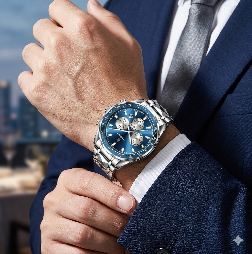 Poedagar Chronograph Steel Watch