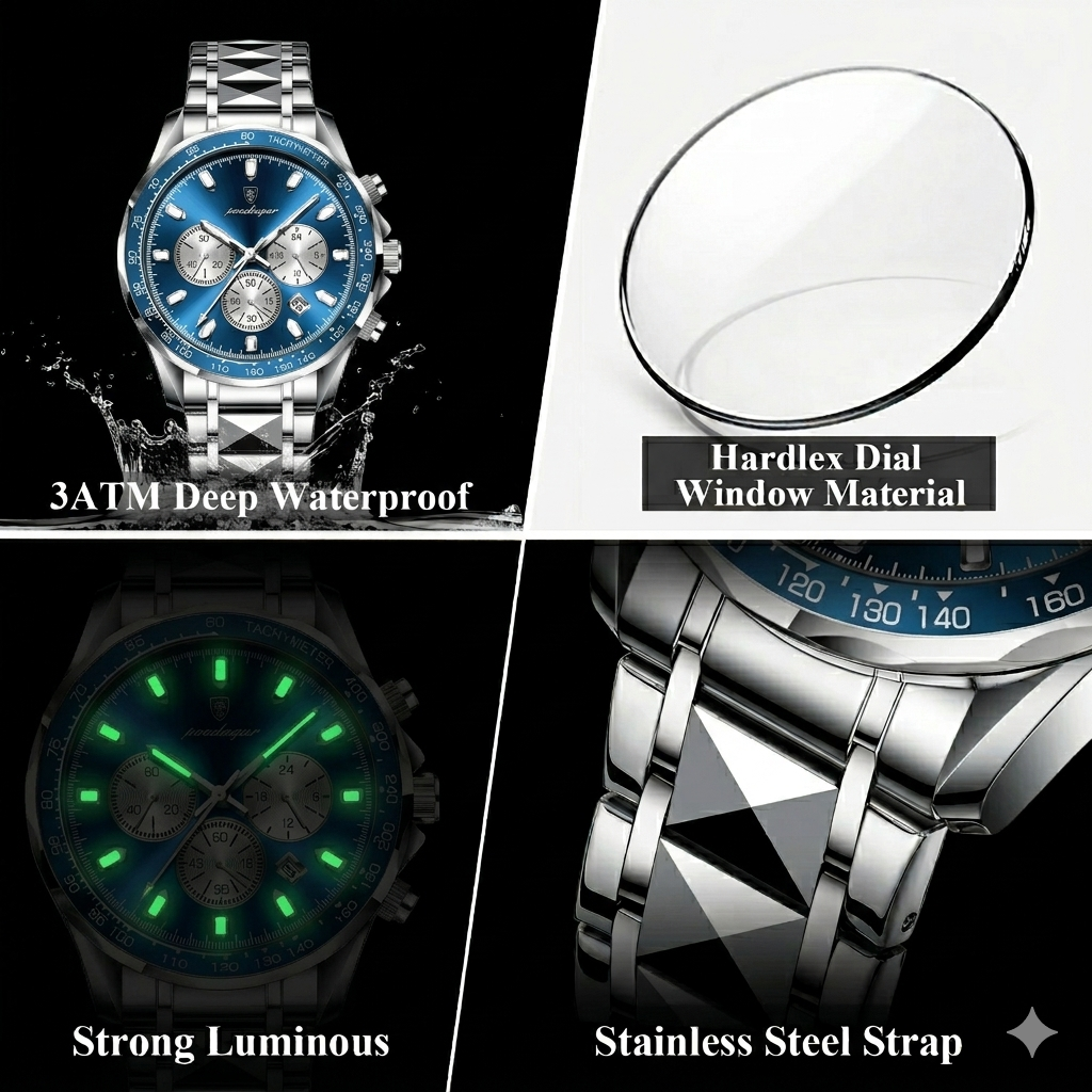 Poedagar Chronograph Steel Watch