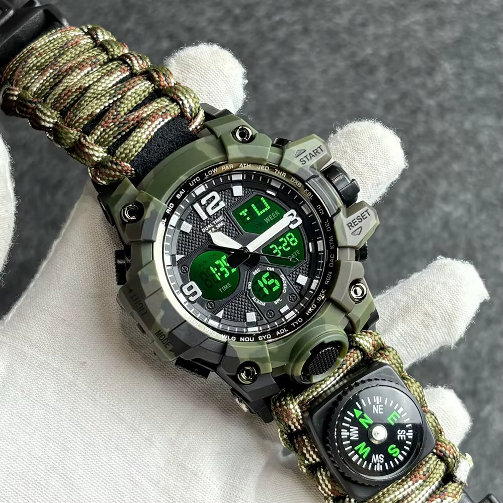 Reloj Táctico Multifunción con Paracord y Kit de Supervivencia