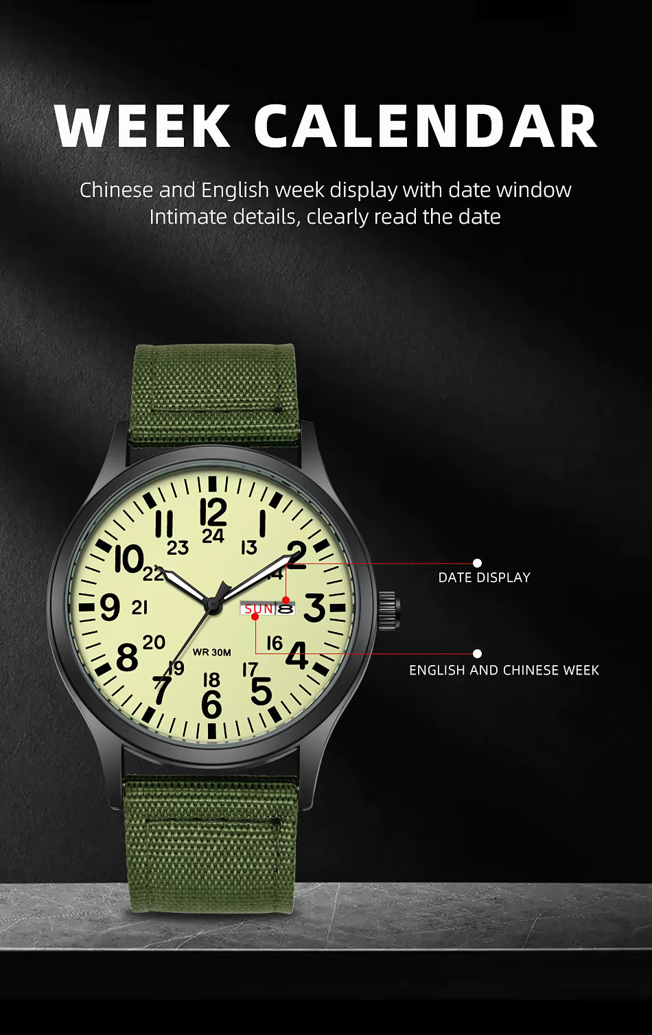 Reloj Field Militar 41 mm – Cuarzo con Día y Fecha