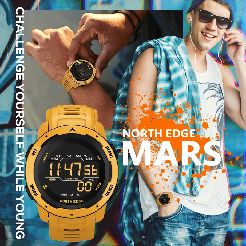 North Edge Mars reloj deportivo digital rojo con correa de TPU