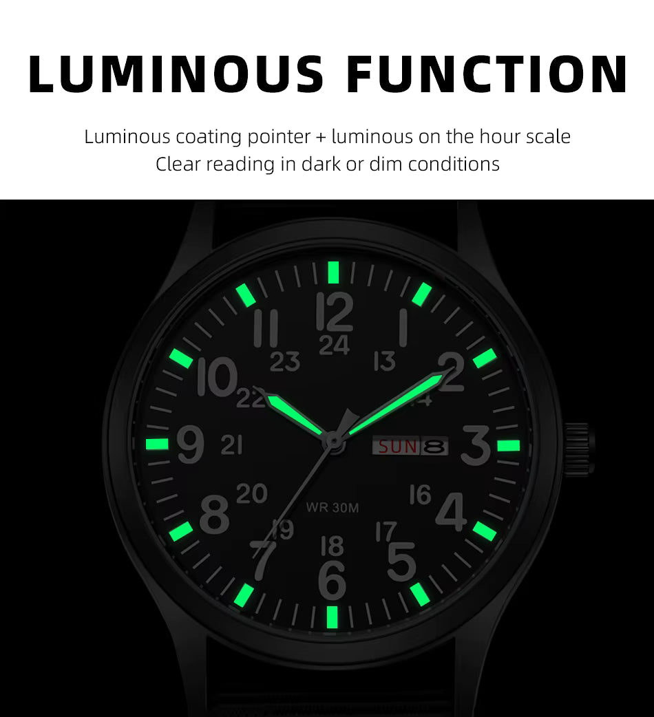 Reloj Field Militar 41 mm – Cuarzo con Día y Fecha