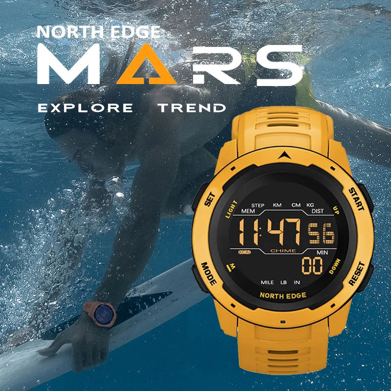 Detalle de pantalla FSTN del reloj North Edge Mars digital