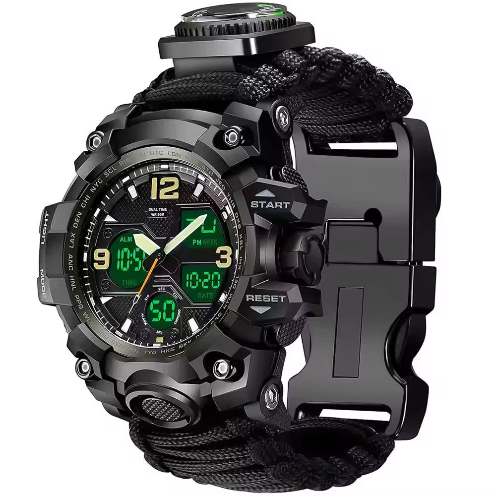 Reloj Táctico Multifunción con Paracord y Kit de Supervivencia