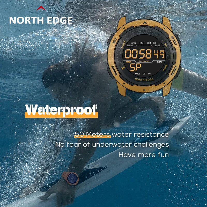 North Edge Mars reloj digital ligero con caja ABS y correa de goma