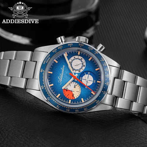 ADDIESDIVE AD2551 Cronógrafo 37 mm – Acero, cristal K1 y 100 m WR