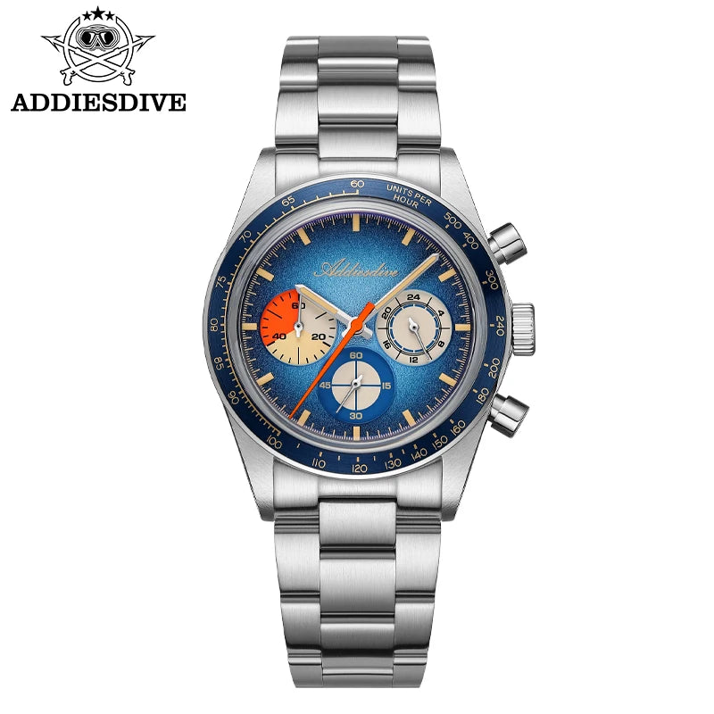 ADDIESDIVE AD2551 Cronógrafo 37 mm – Acero, cristal K1 y 100 m WR