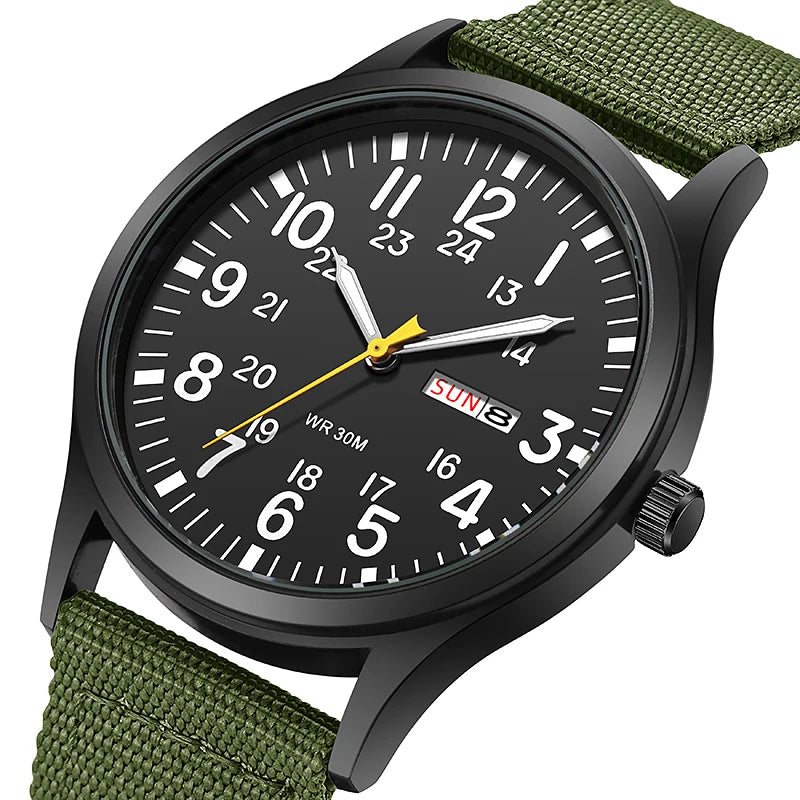 TPW K7101 Field Watch de cuarzo con correa de nylon verde