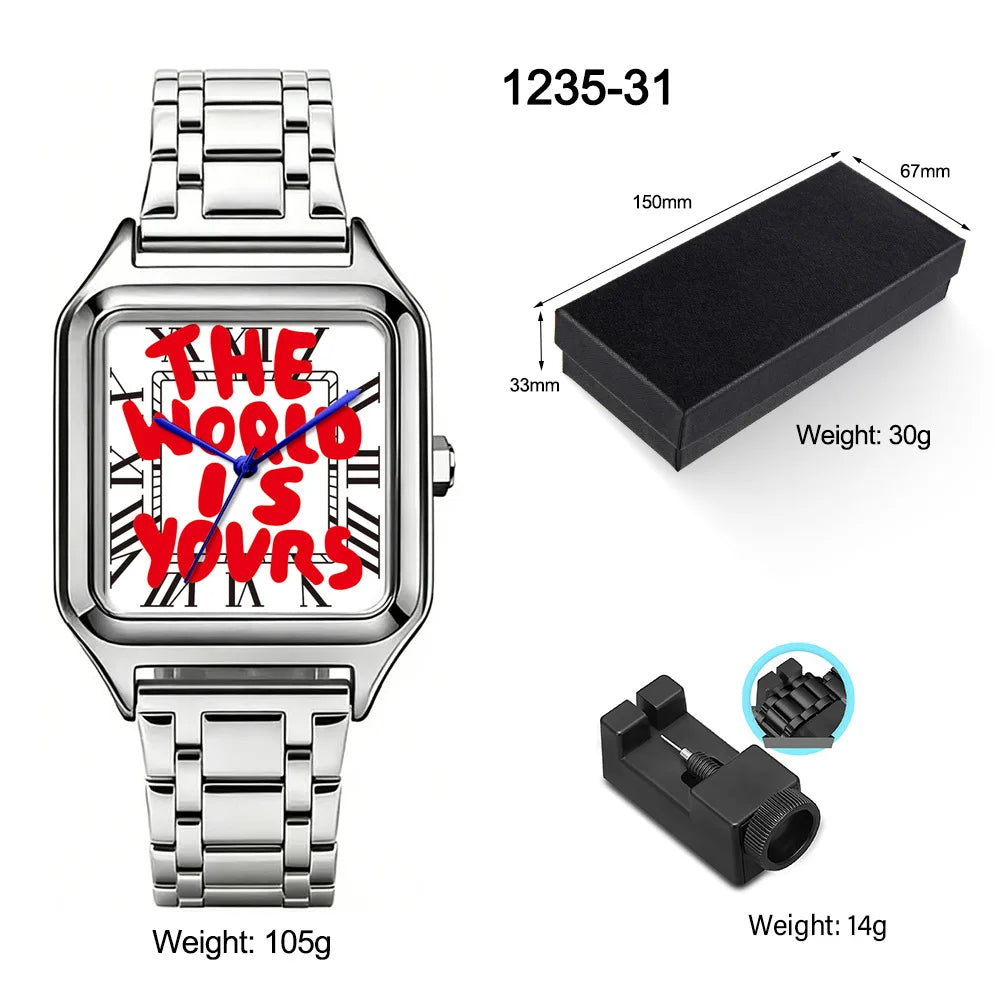 ENVÍOS DESDE 9 AGOSTO · Reloj cuadrado Graffiti de cuarzo – Brazalete de acero