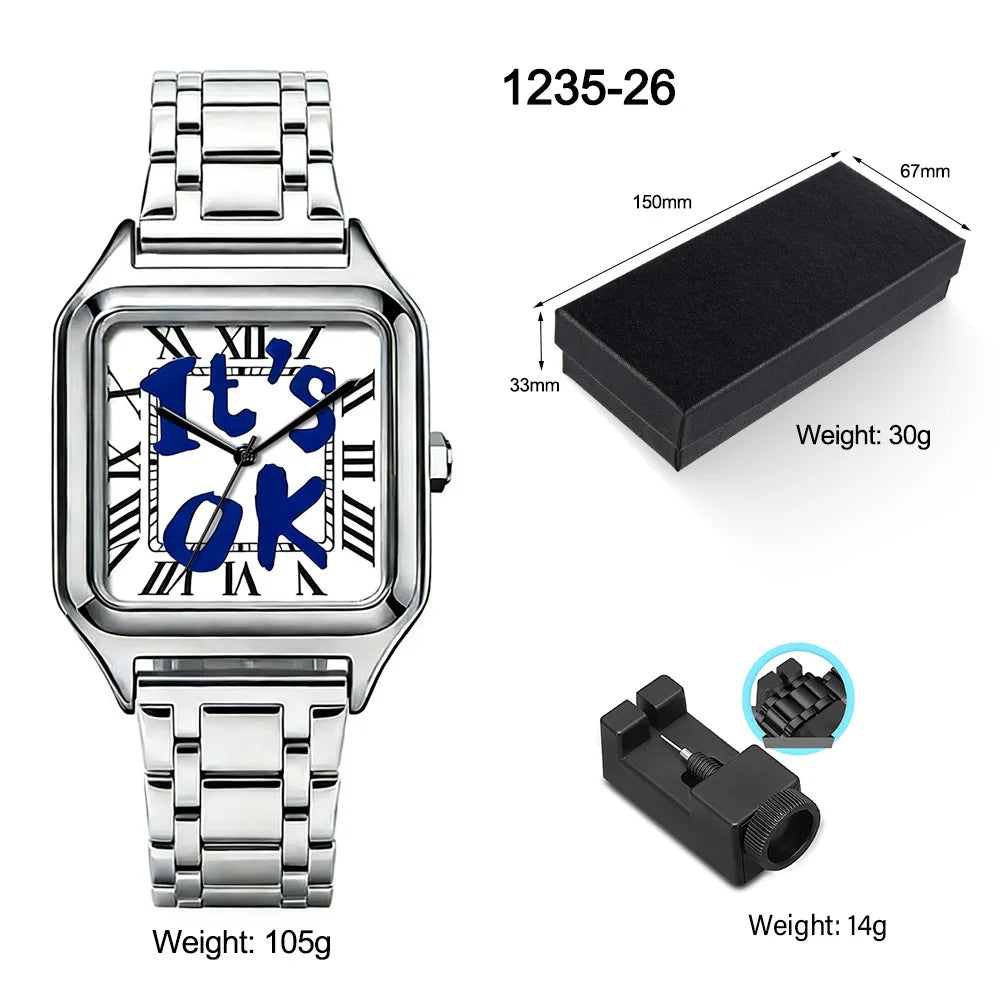 ENVÍOS DESDE 9 AGOSTO · Reloj cuadrado Graffiti de cuarzo – Brazalete de acero