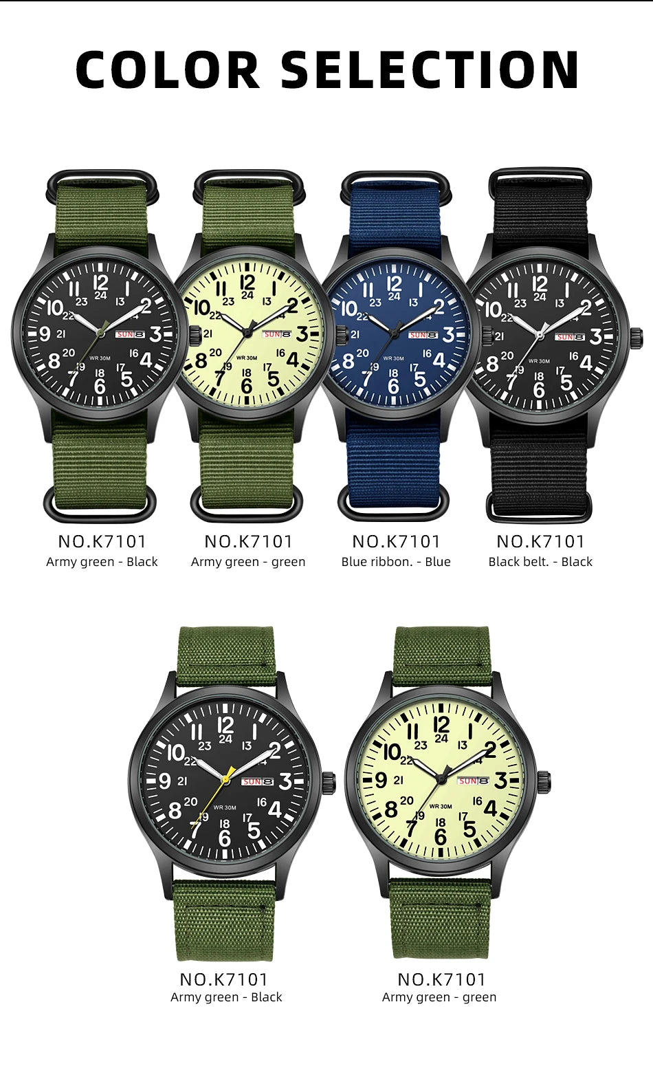 TPW K7101 Field Watch azul con correa NATO de nylon