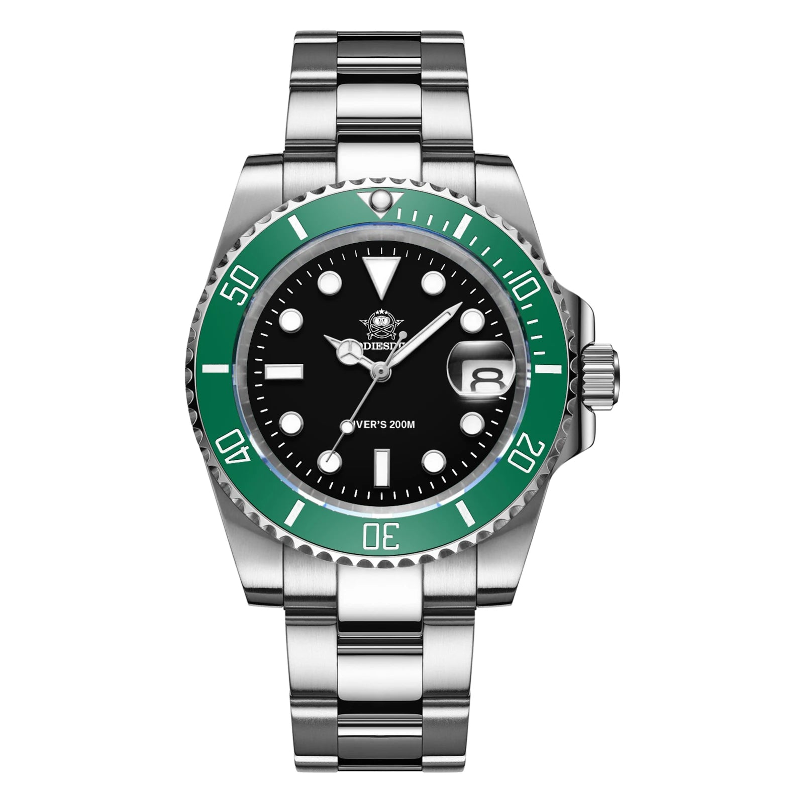 ADDIESDIVE Diver 38 mm – Acero, 20 ATM y brazalete metálico