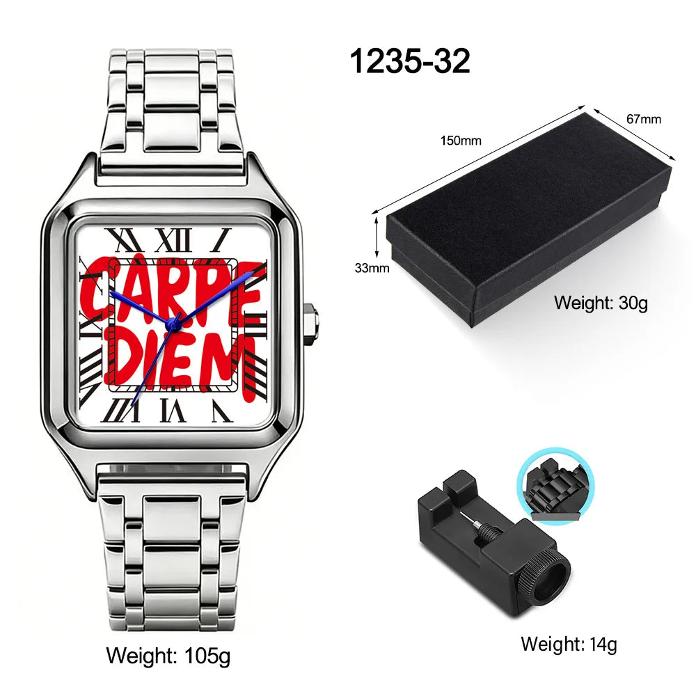 ENVÍOS DESDE 9 AGOSTO · Reloj cuadrado Graffiti de cuarzo – Brazalete de acero