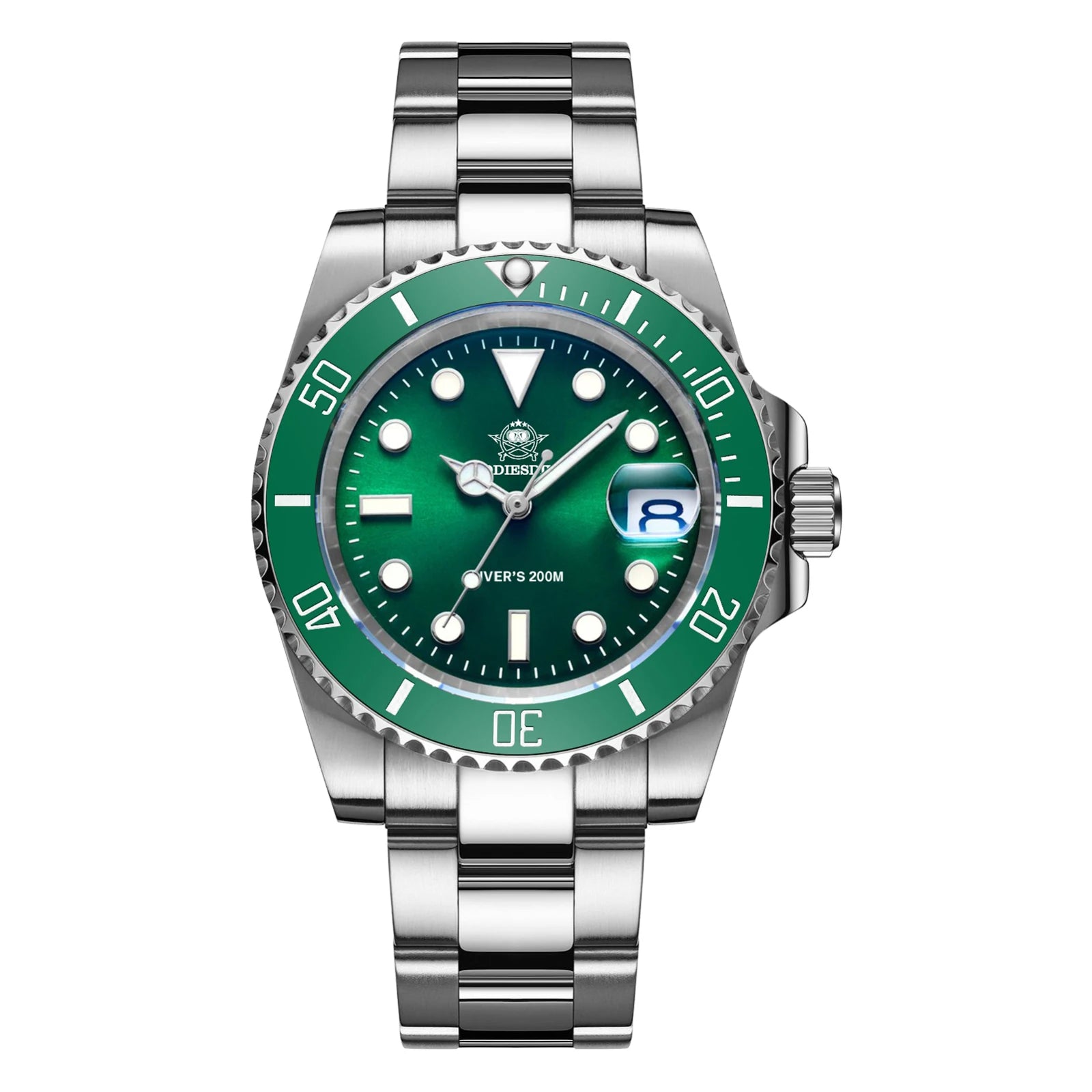ADDIESDIVE Diver 38 mm – Acero, 20 ATM y brazalete metálico
