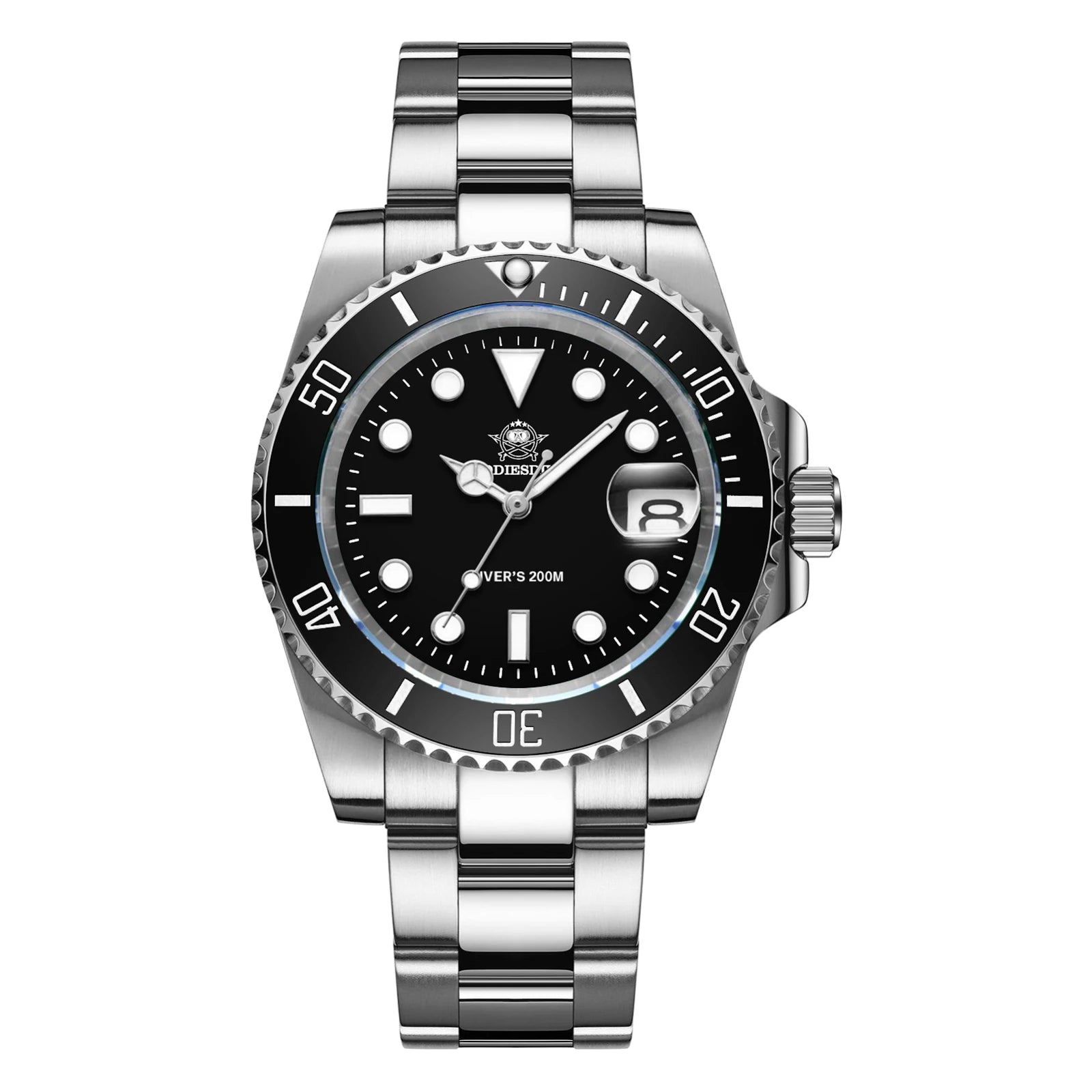 ADDIESDIVE Diver 38 mm – Acero, 20 ATM y brazalete metálico