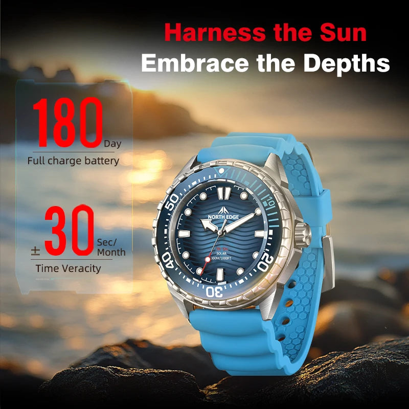 North Edge Triton 45.8mm Solar Diver Watch – 300M