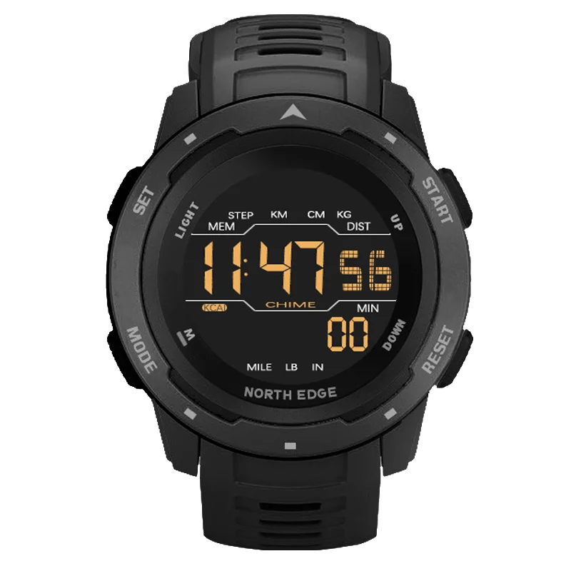 Funciones del reloj North Edge Mars podómetro cuenta atrás y doble horario