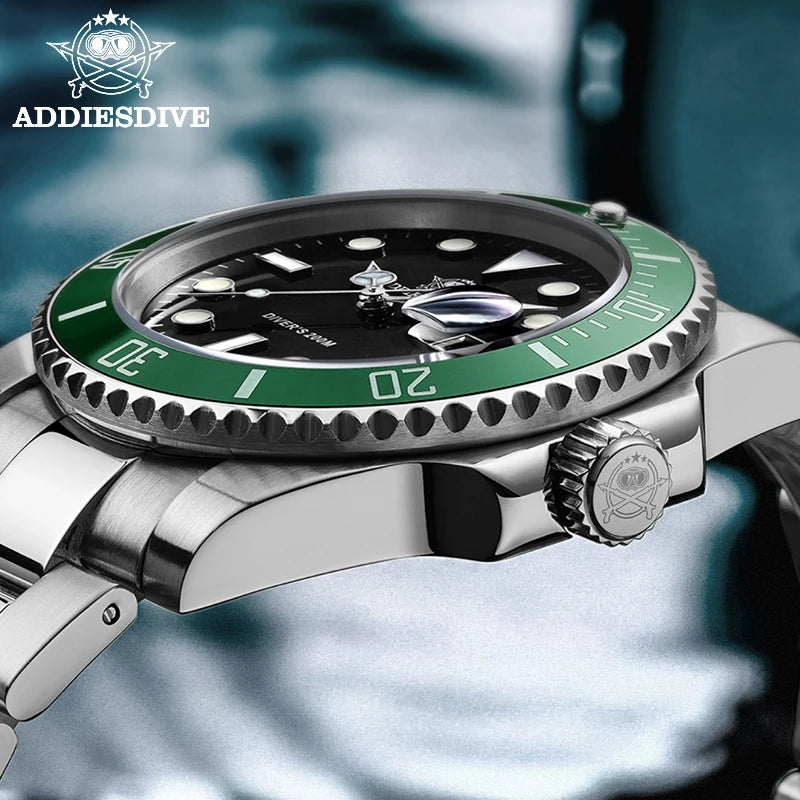 ADDIESDIVE Diver 38 mm – Steel, 20 ATM and metal bracelet