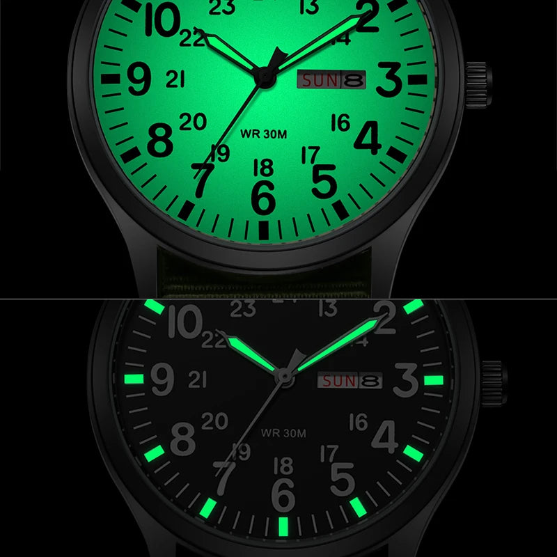 TPW K7101 Field Watch de cuarzo con correa de nylon negra