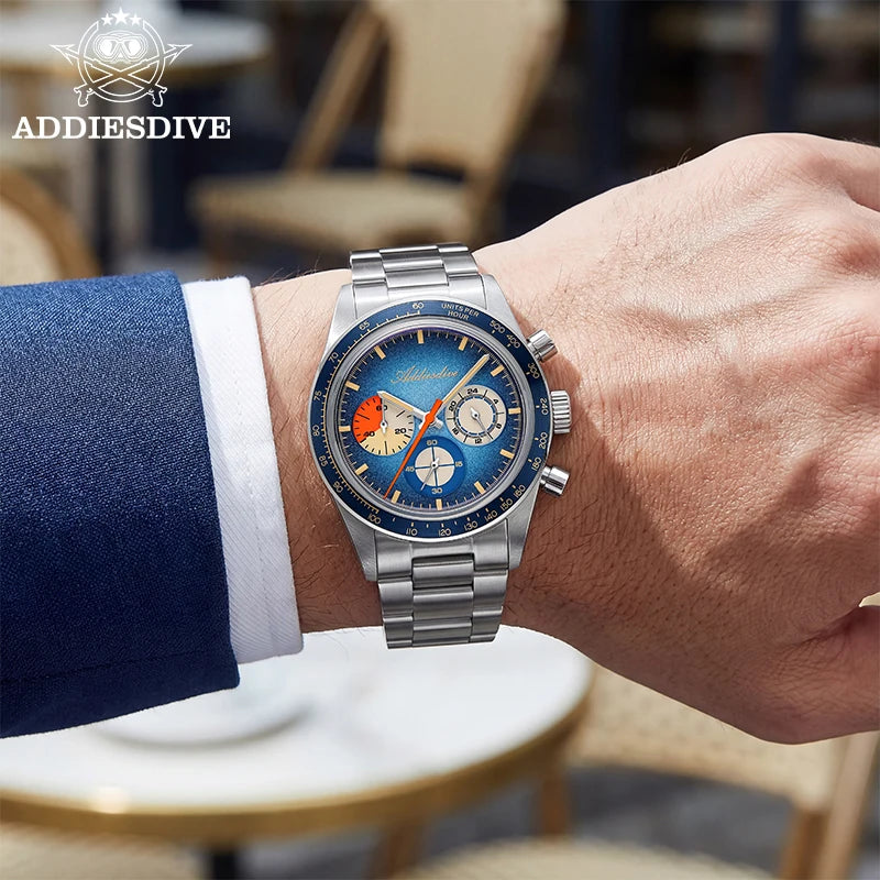 ADDIESDIVE AD2551 Cronógrafo 37 mm – Acero, cristal K1 y 100 m WR