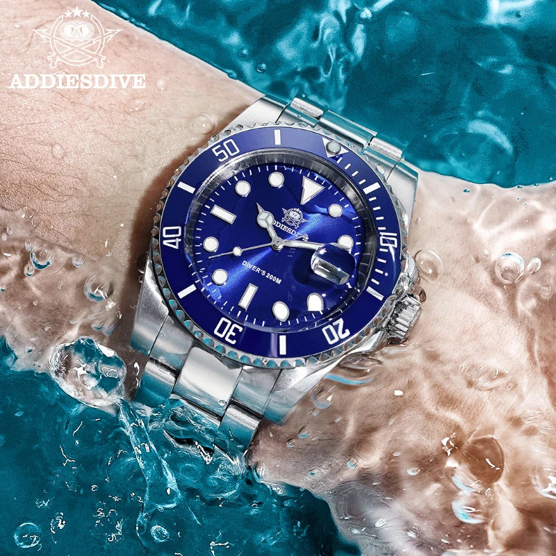 ADDIESDIVE Diver 38 mm – Steel, 20 ATM and metal bracelet