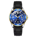 Reloj TPW K5018 estilo diver azul y dorado con correa de silicona